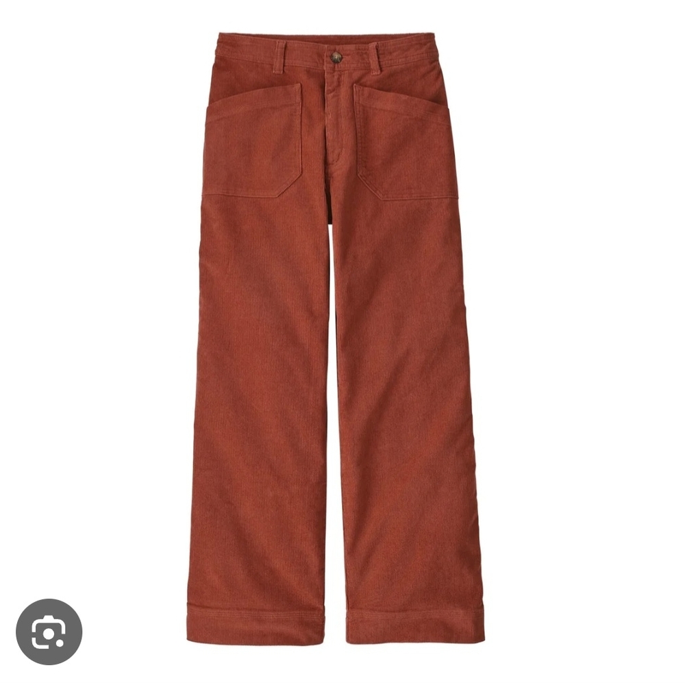 Patagonia Rust Corduroy Pants with Button Detail